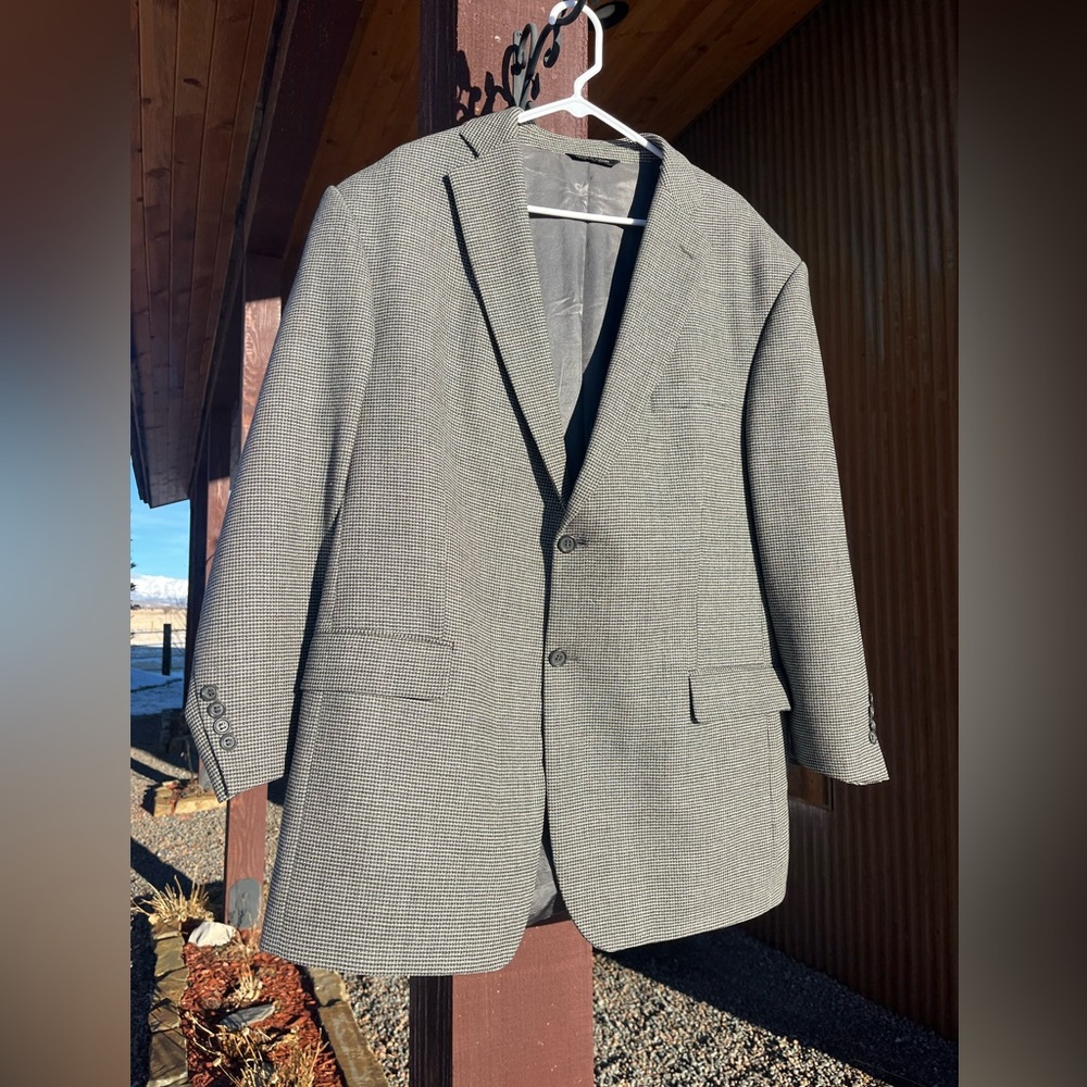 Joseph Feiss International Suit Coat Blazer Jacket Two Button 100% Wool 46 R